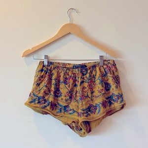 Zara Boho Golden Paisley Shorts Size Small